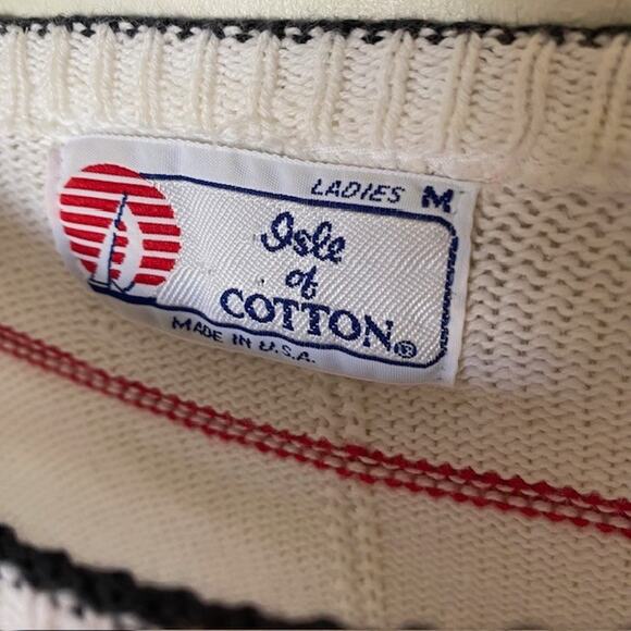 VINTAGE Isle of Cotton Crewneck Pullover Sweater Embroidered Men's Medium - Picture 10 of 11